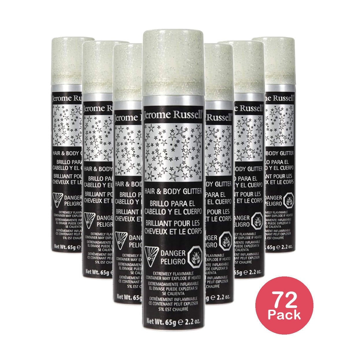 Jerome Russell Hair & Body Glitter Spray Silver 2.2 Oz (Pack of 72)