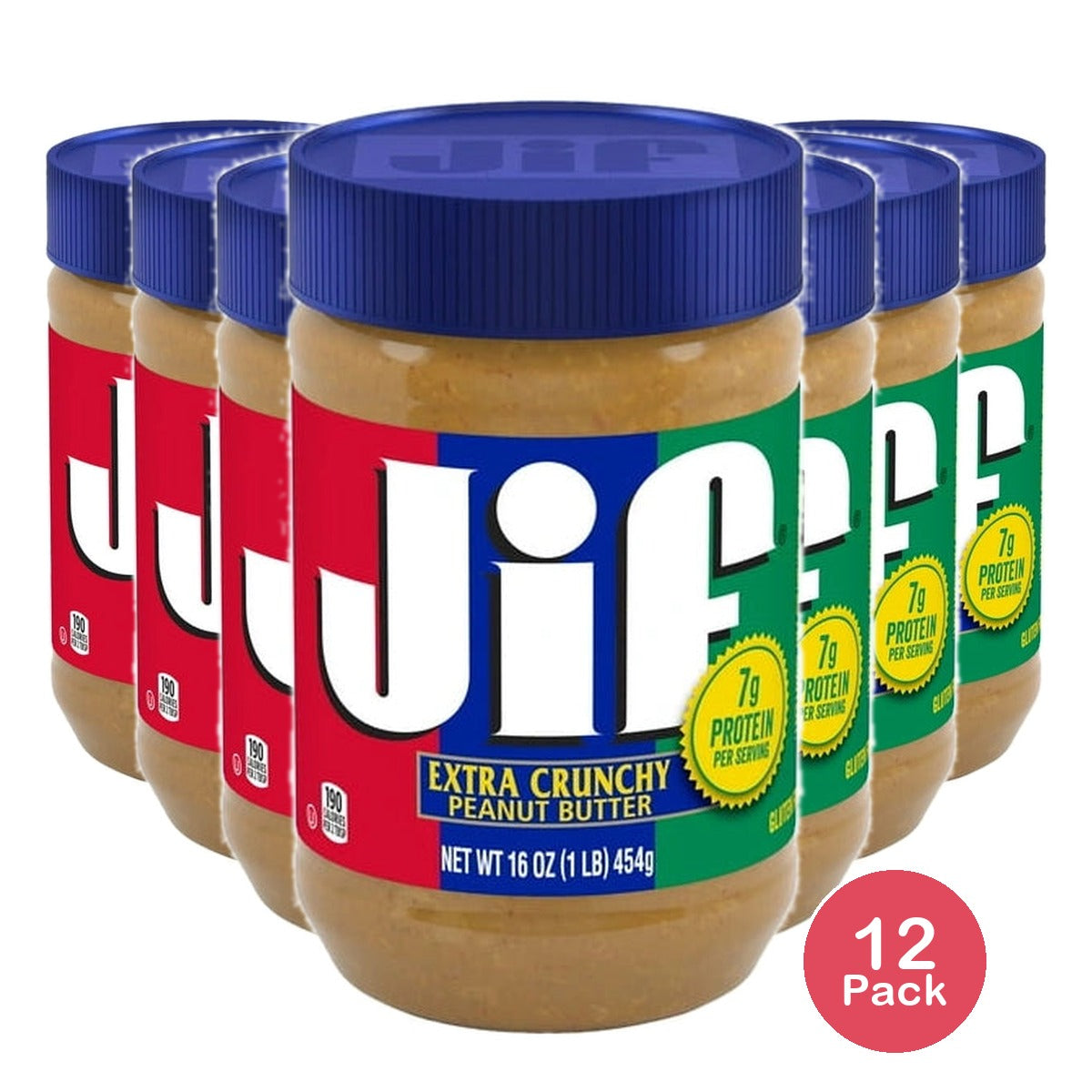 Jif Extra Crunchy Peanut Butter Jar 16 OZ (Pack of 12)