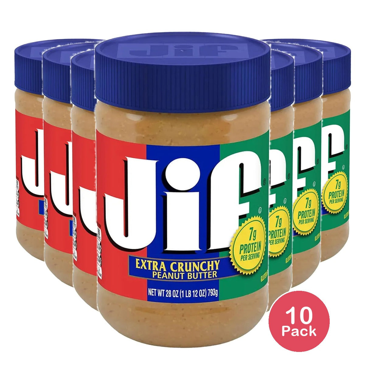 Jif Extra Crunchy Peanut Butter Jar 28Oz (Pack of 10)