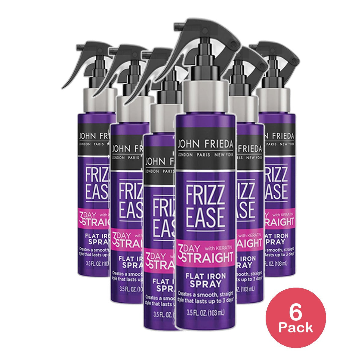 John Frieda Frizz Ease 3Day Straight Flat Iron Spray 3.5Oz (Pack of 6)