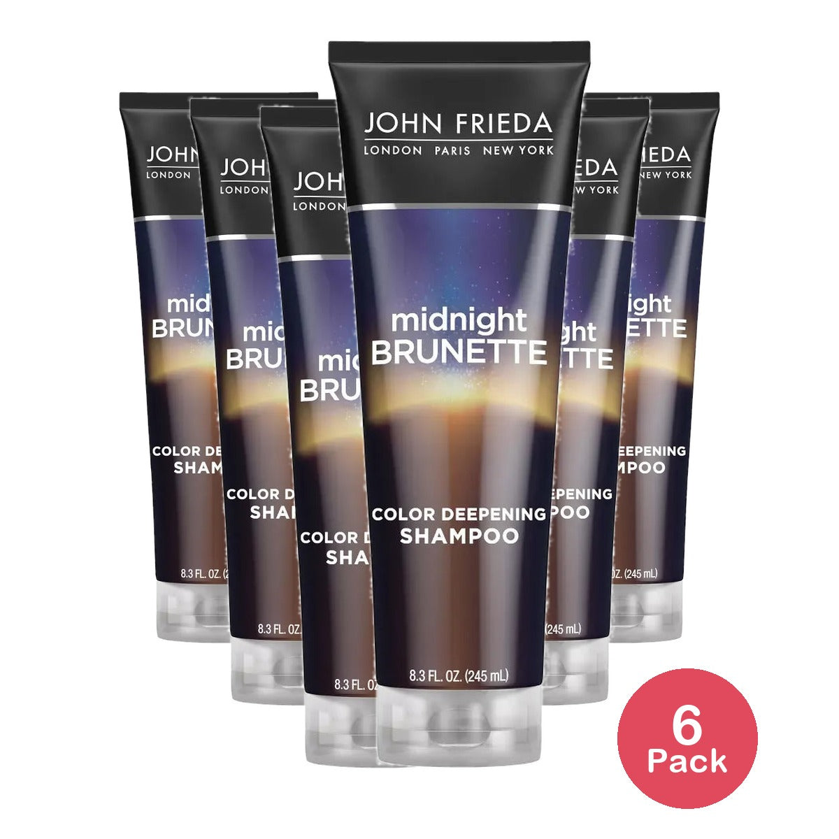 John Frieda Midnight Brunette Shampoo with Primrose Oil 8.3Oz (Pack of 6)