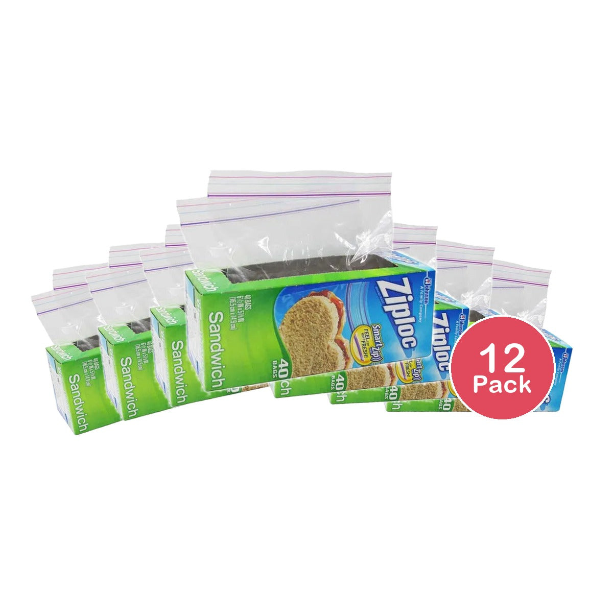 Johnson Ziploc Sandwich Bags 40 (Pack Of 12)