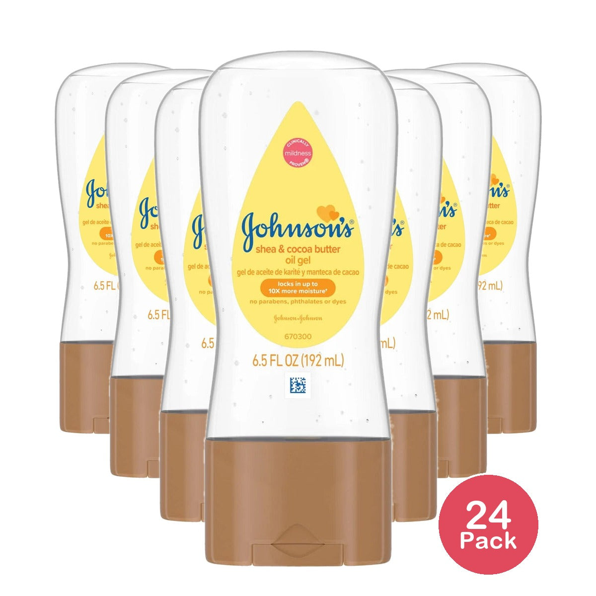 Johnson's Baby Oil Gel Enriched with Shea and Cocoa Butter, Great for Baby Massa 6.5 fl Oz(Pack of 24)