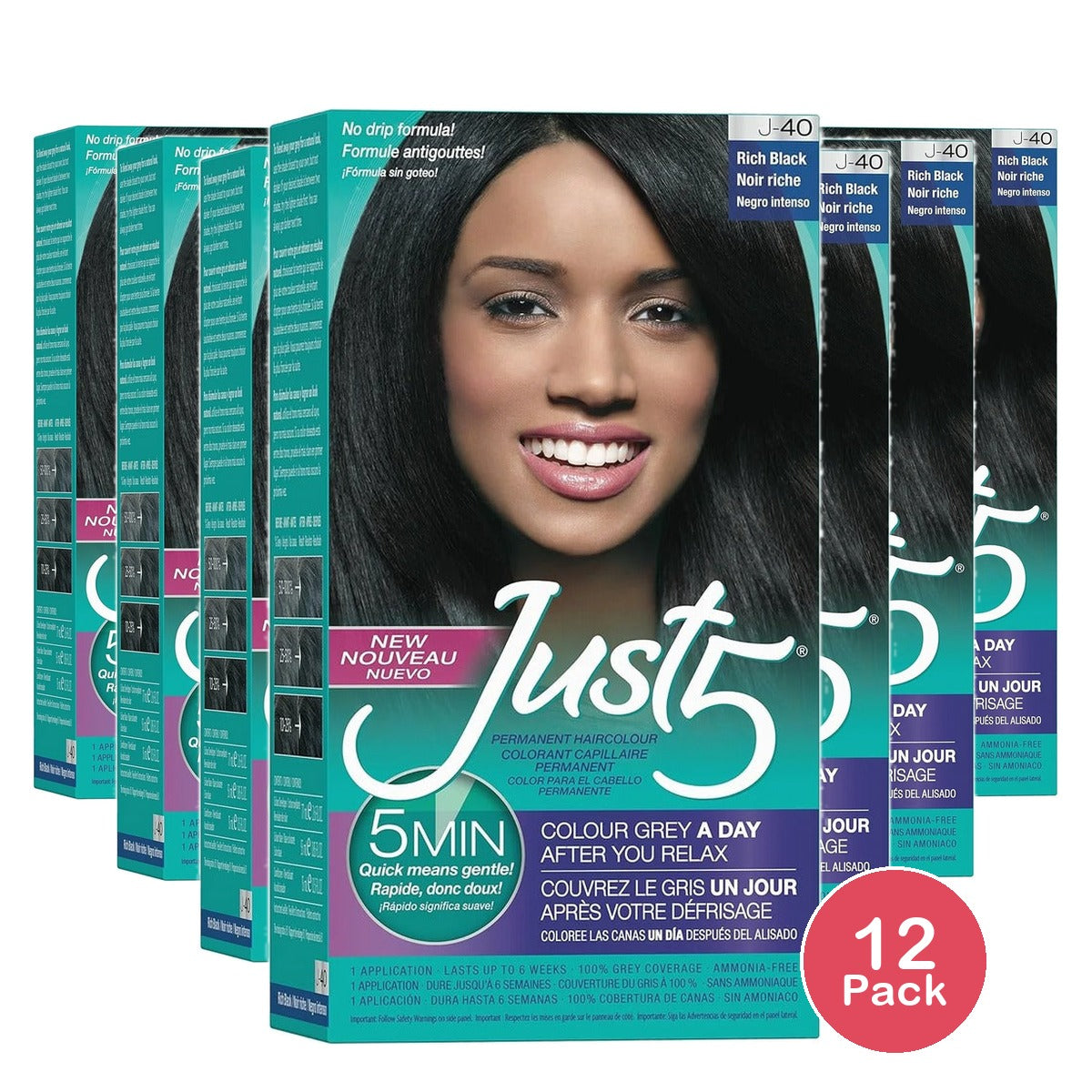 Just 5 Women's Five Minute Permanent Hair Color Rich Black (Pack of 12)