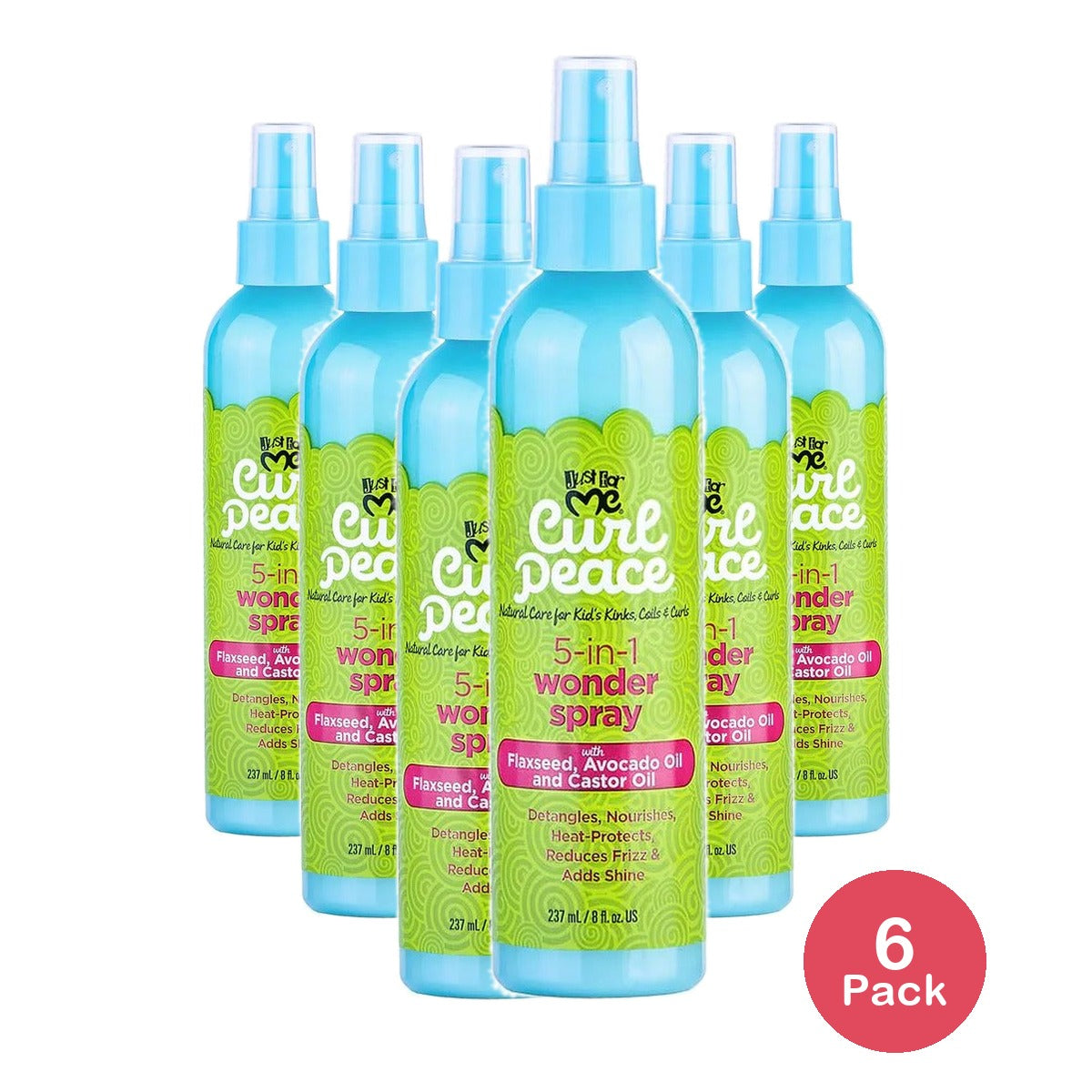 Just For Me Curl Peace 5-in-1 Wonder Spray 8 Fl Oz (Pack of 6)