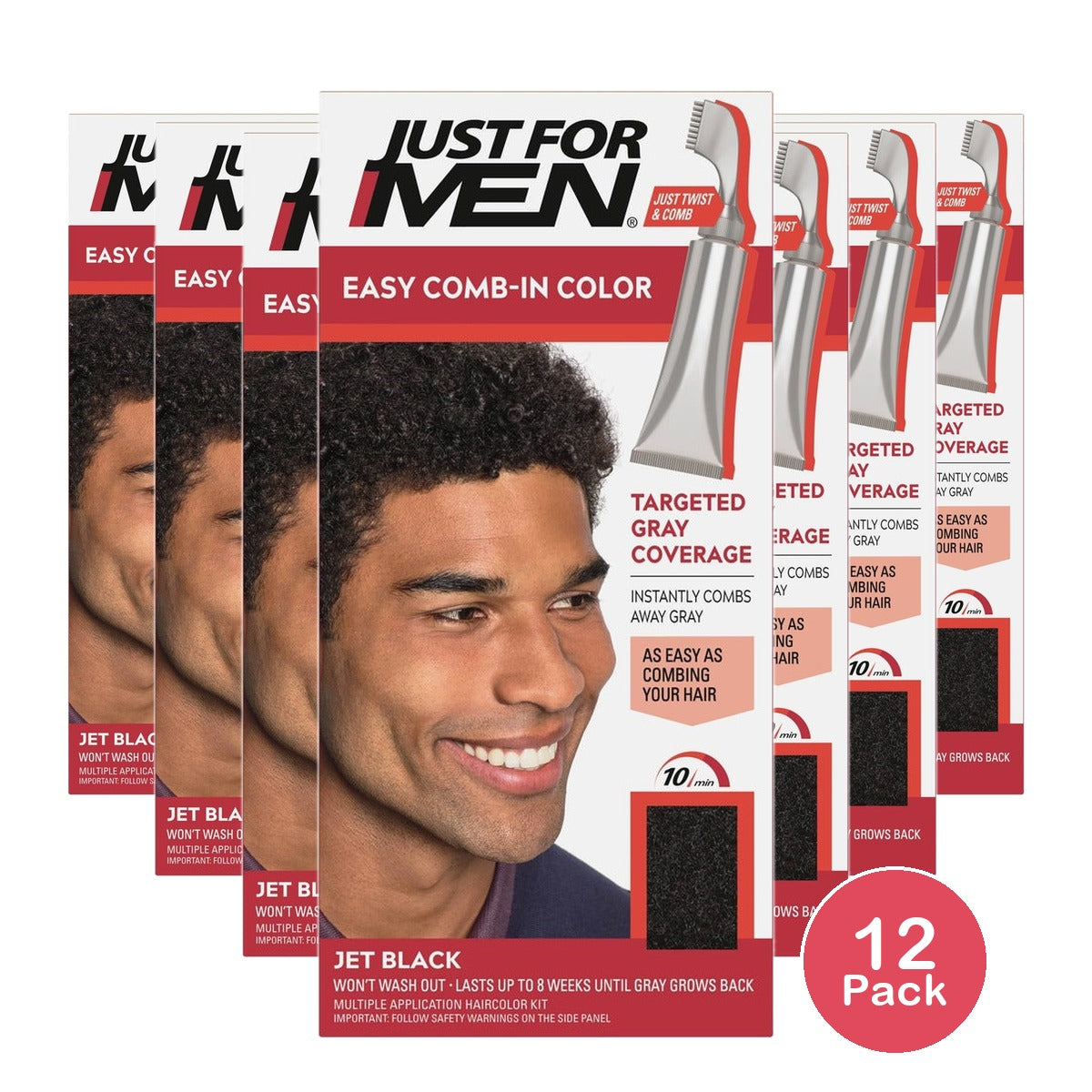 Just For Men Easy Comb-In Hair Color Jet Black (Pack of 12)