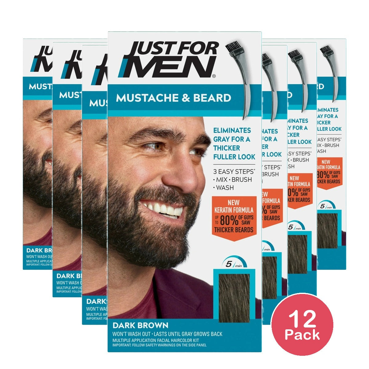 Just For Men Mustache & Beard Dark Brown M-46 (Pack of 12)
