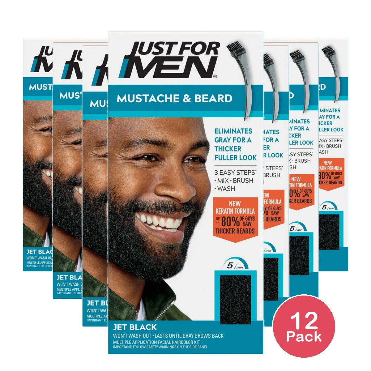 Just For Men Mustache & Beard Jet Black M-61 (Pack of 12)