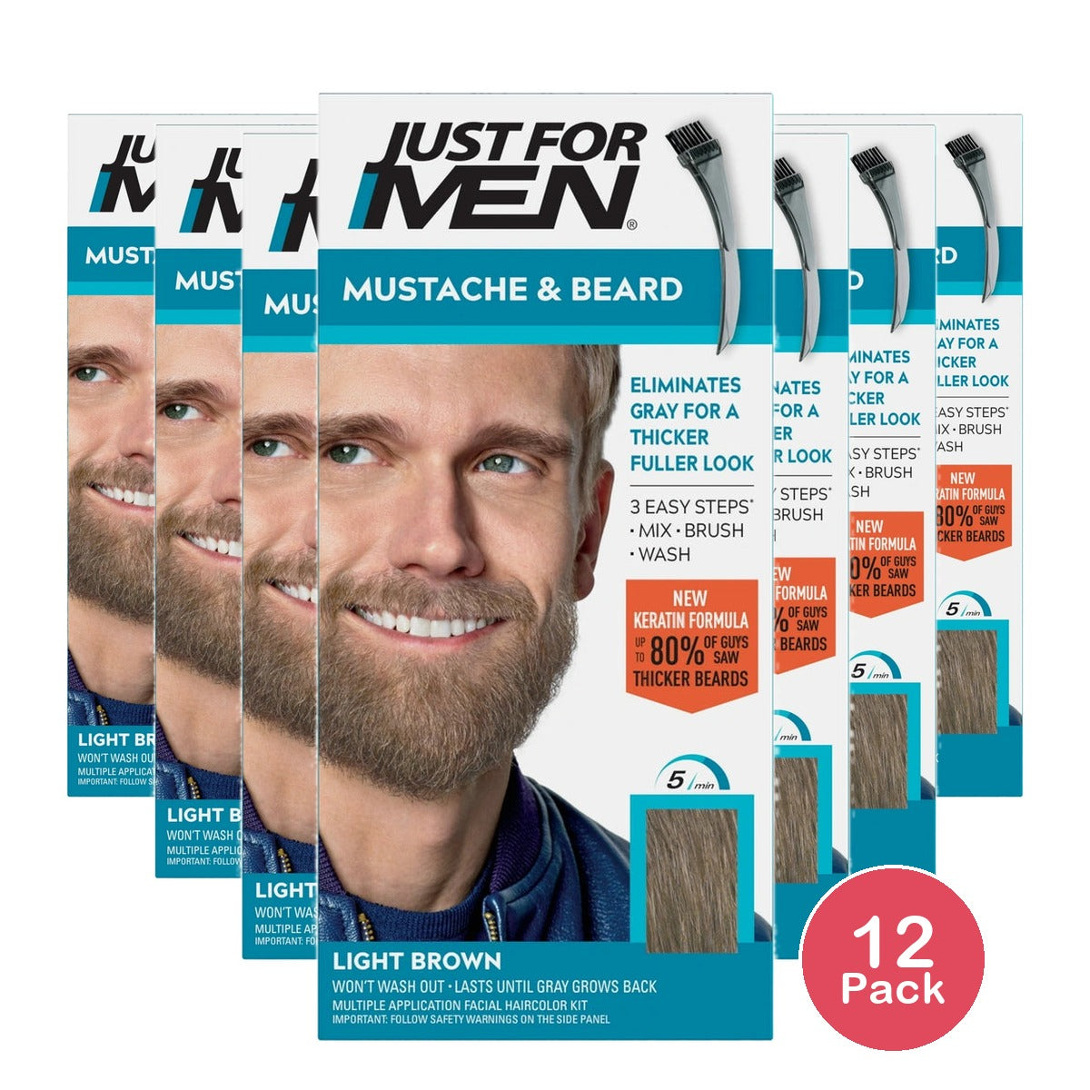 Just For Men Mustache & Beard Light Brown M-26 (Pack of 12)