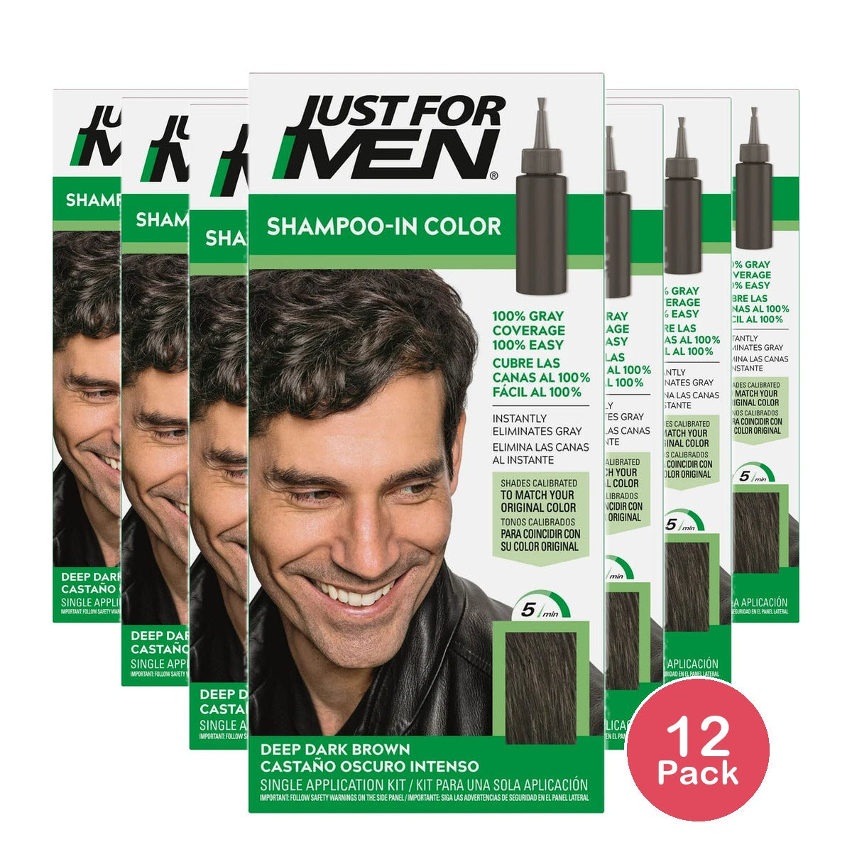 Just For Men Original Formula Men's Hair Color Deep Dark Brown H-46 (Pack of 12)