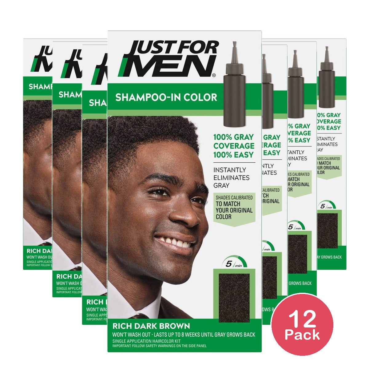 Just For Men Shampoo-In Hair Color H-47 Rich Dark Brown (Pack of 12)