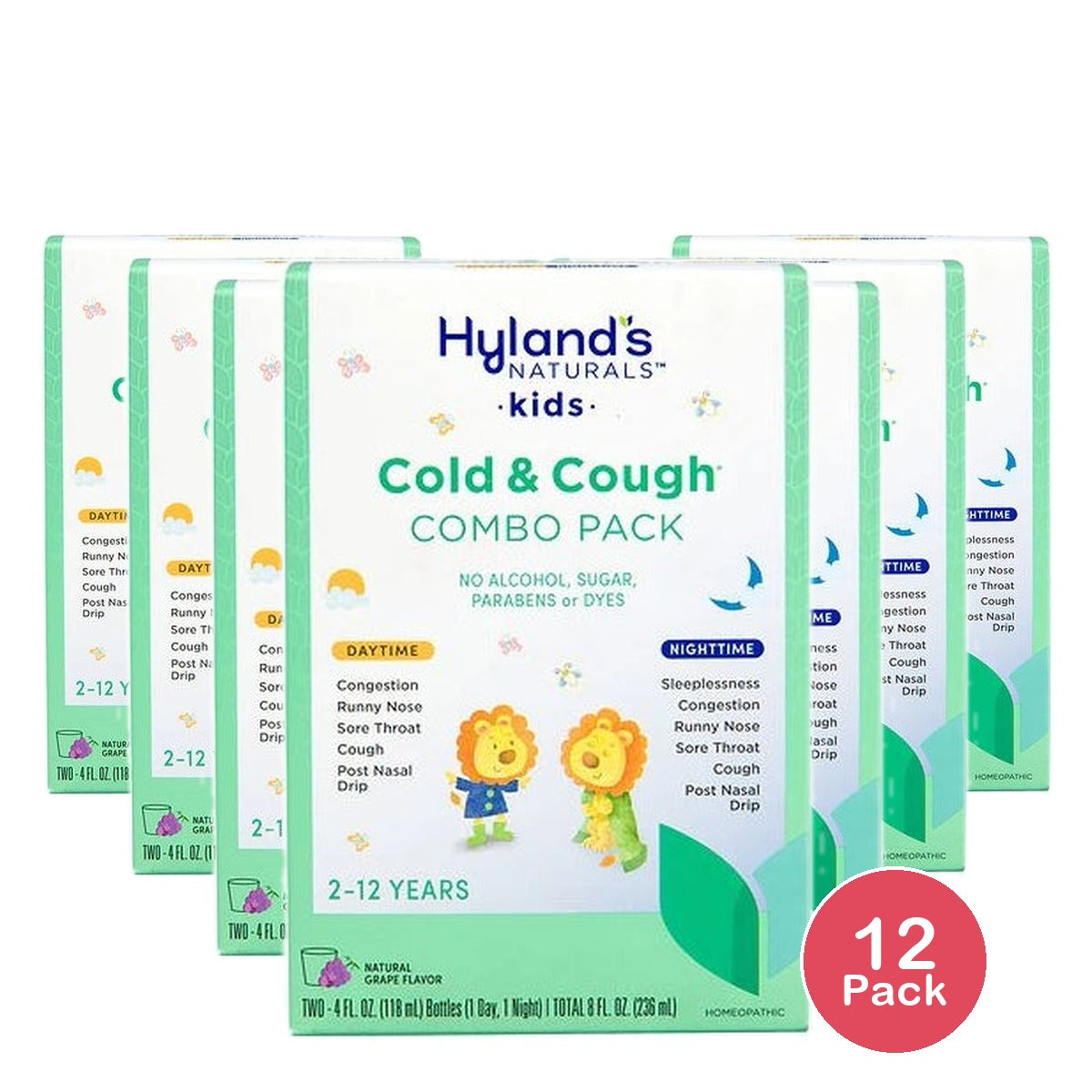 Kids Cold Medicine for Ages 2+ Hyland's 4 Kids Cold n Cough Day and Night Val 4.0 fl oz (Pack of 12)