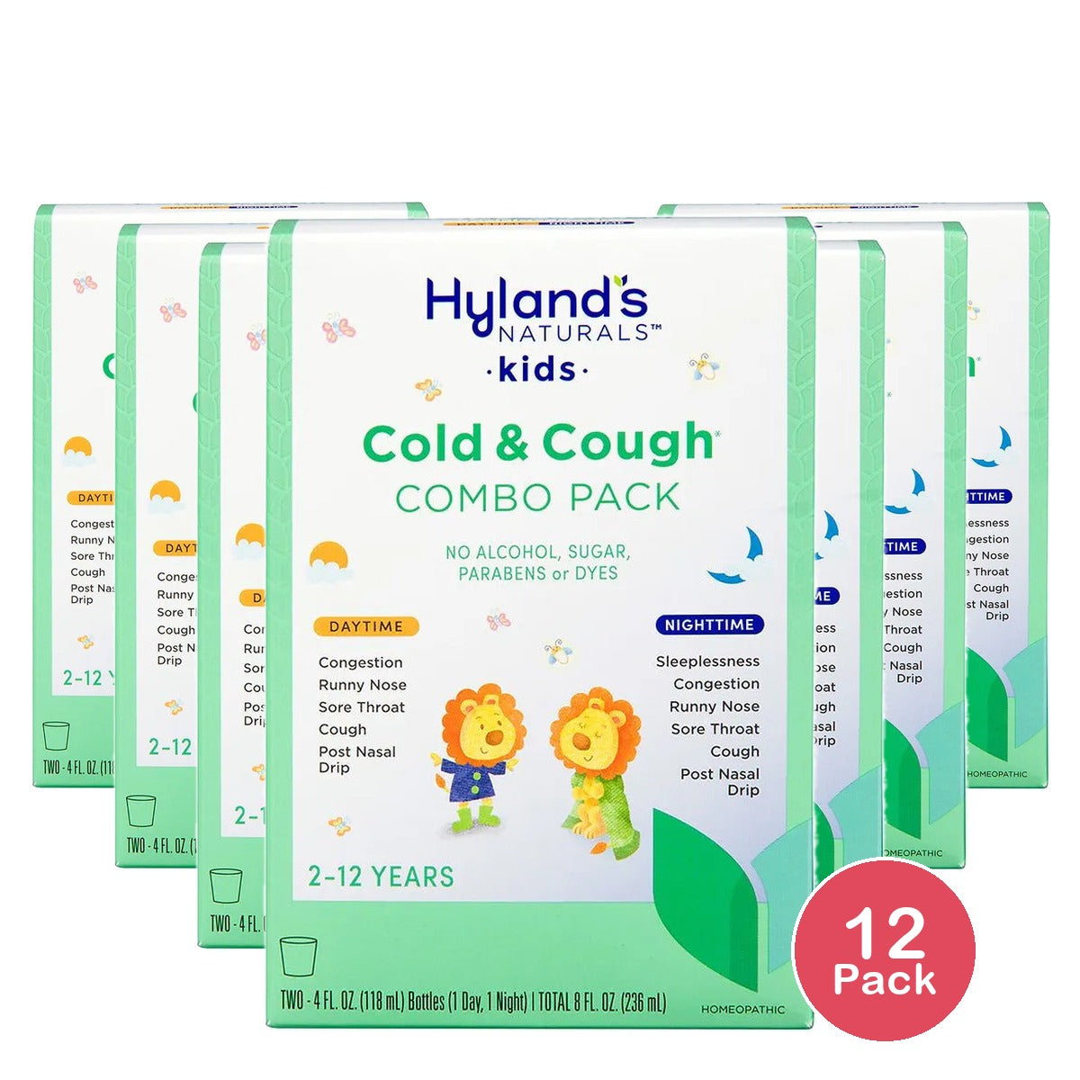 Kids Cold Medicine for Ages 2+ Hylands Naturals Kids Cold & Cough Day and Night Combo Pack Syrup Cough Medicine for Kids Nasal Decongestant Allergy Relief 4 Fl Oz (Pack of 2) in 1 pack (Pack of 12)