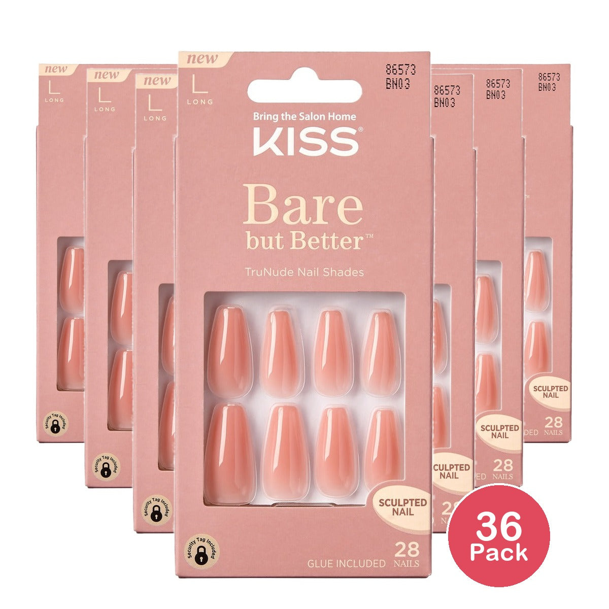 KISS Bare but Better Sculpted Nude Glow Fake Nails (Pack of 36)