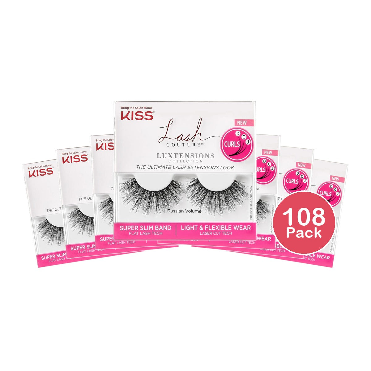 Kiss Extensions Collection Lashes Russian Volume EXL03 - Lot of 2 Packages (Pack of 108)