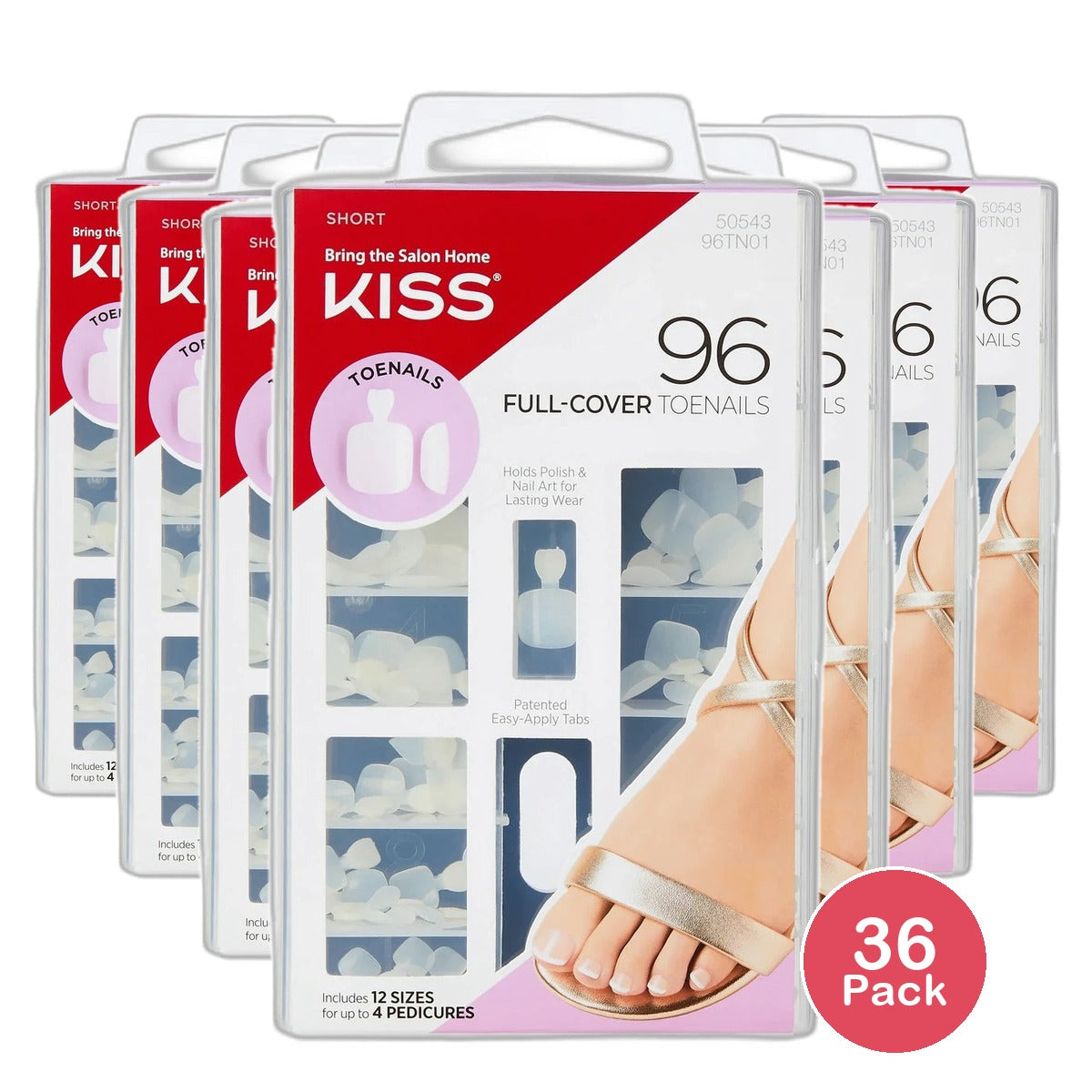 Kiss Full Cover Toenails Short Length 2.4oz (Pack of 36)