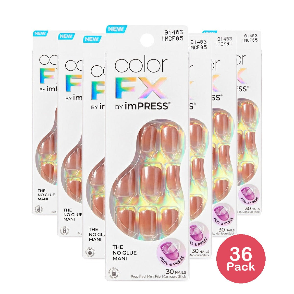 KISS Impress ColorFX Press-On Nails Short Squoval (Pack of 36)