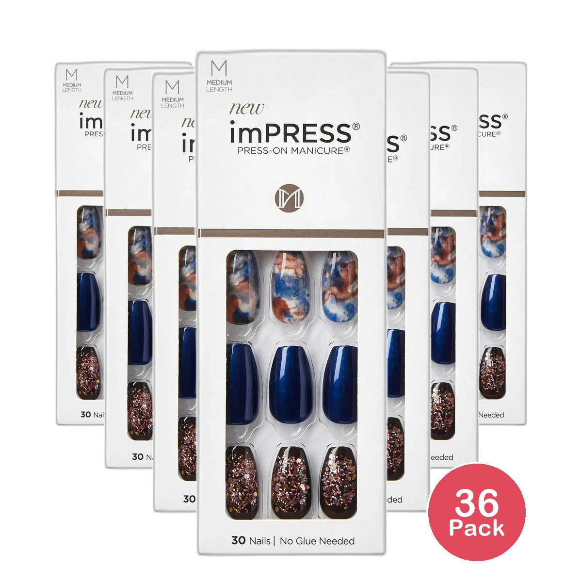 Kiss Impress Press-On Manicure Fake Nails 0.03Oz (Pack Of 36)