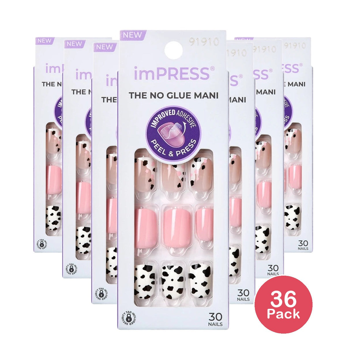 KISS imPRESS Press on Nails One Chance Pink Short Squoval 30 Count (Pack of 36)