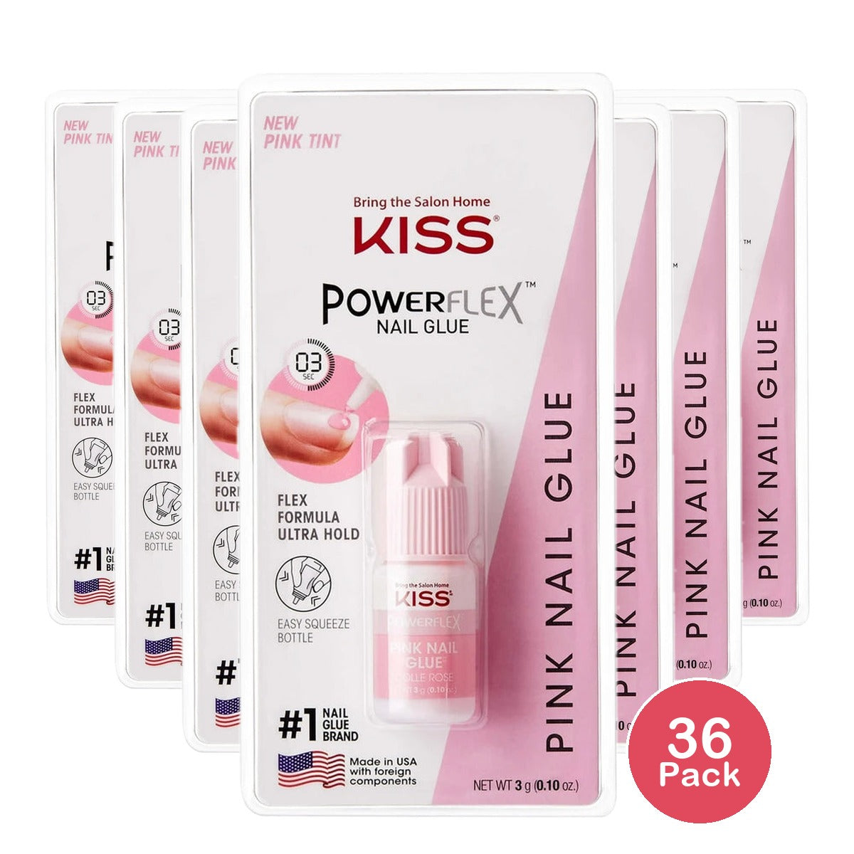 KISS Powerflex Pink Instant Nail Glue (Pack of 36)