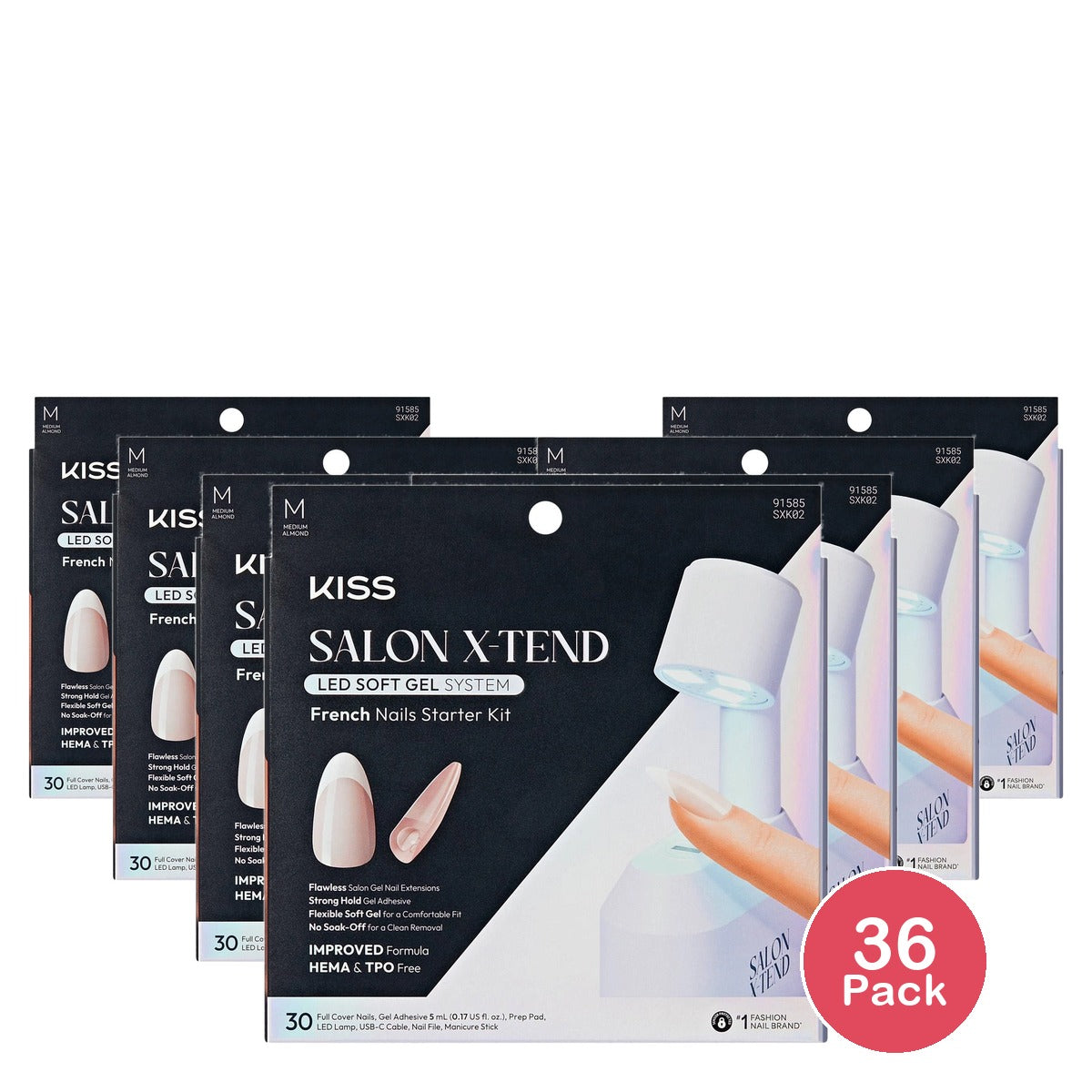 KISS Salon X-Tend Gel Press-On Nails Medium Oval Pure (Pack of 36)
