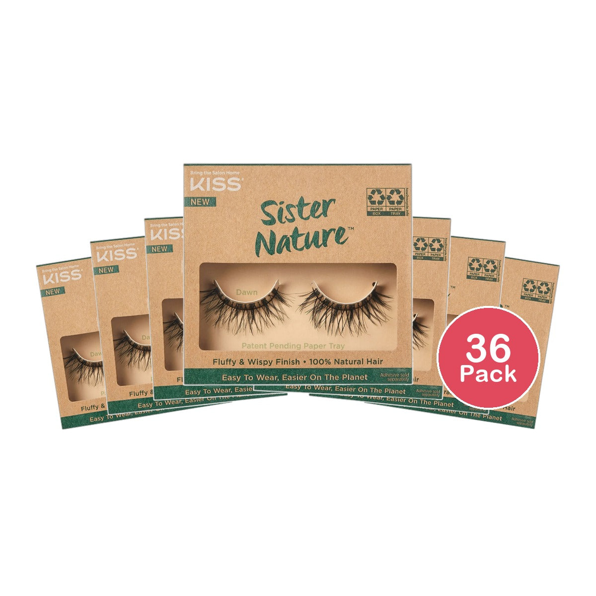 Kiss Sister Nature False Eyelashes Dawn 0.32Oz (Pack Of 36)