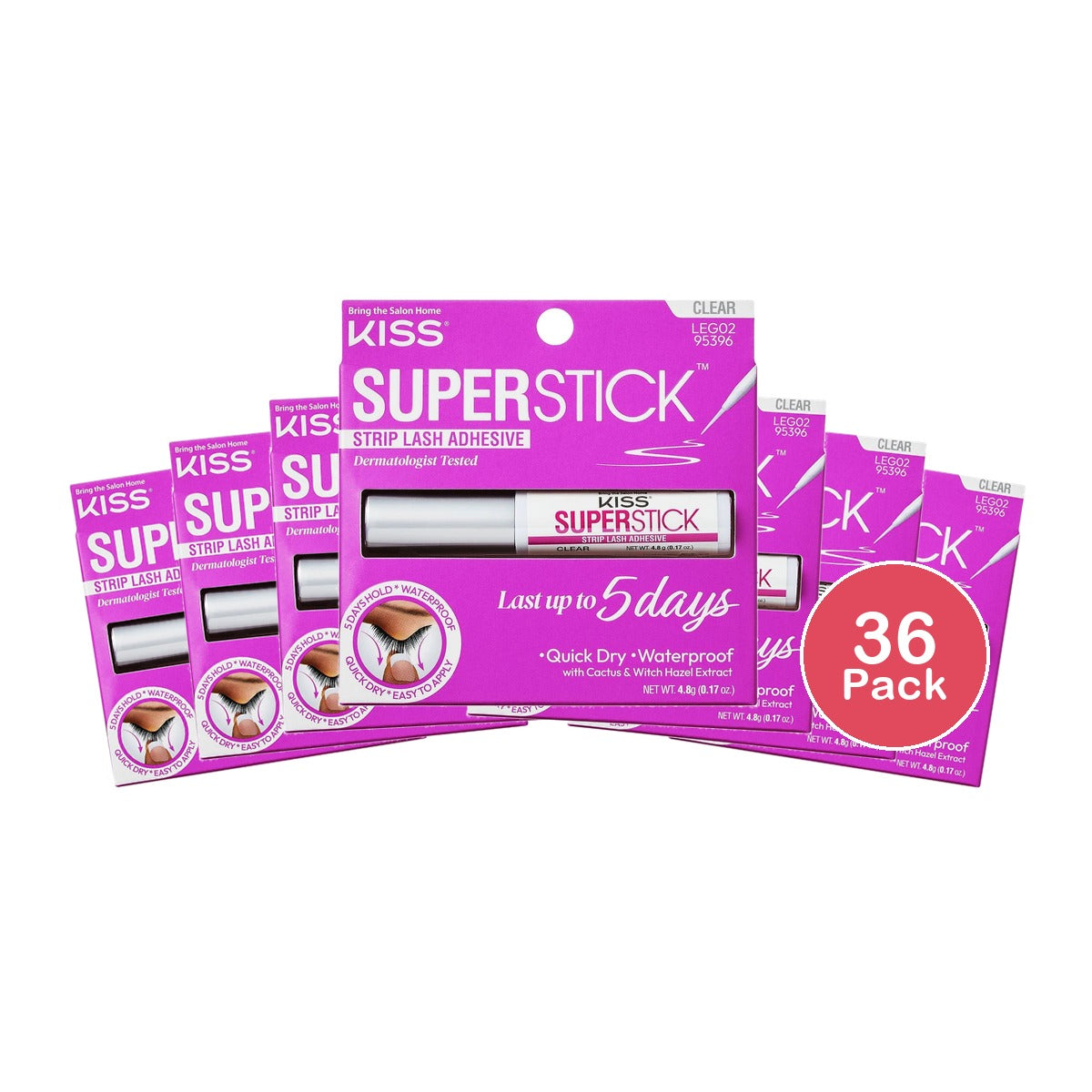 KISS Super Stick 5-Day Extended Wear Strip Lash Adhesive 0.17 Oz (Pack of 36)