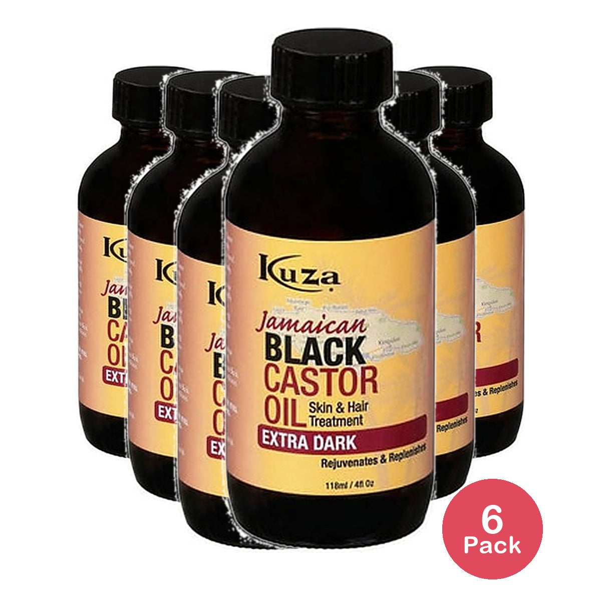 Kuza Jamaican Black Castor Oil Extra Dark 4 Oz (Pack of 6)