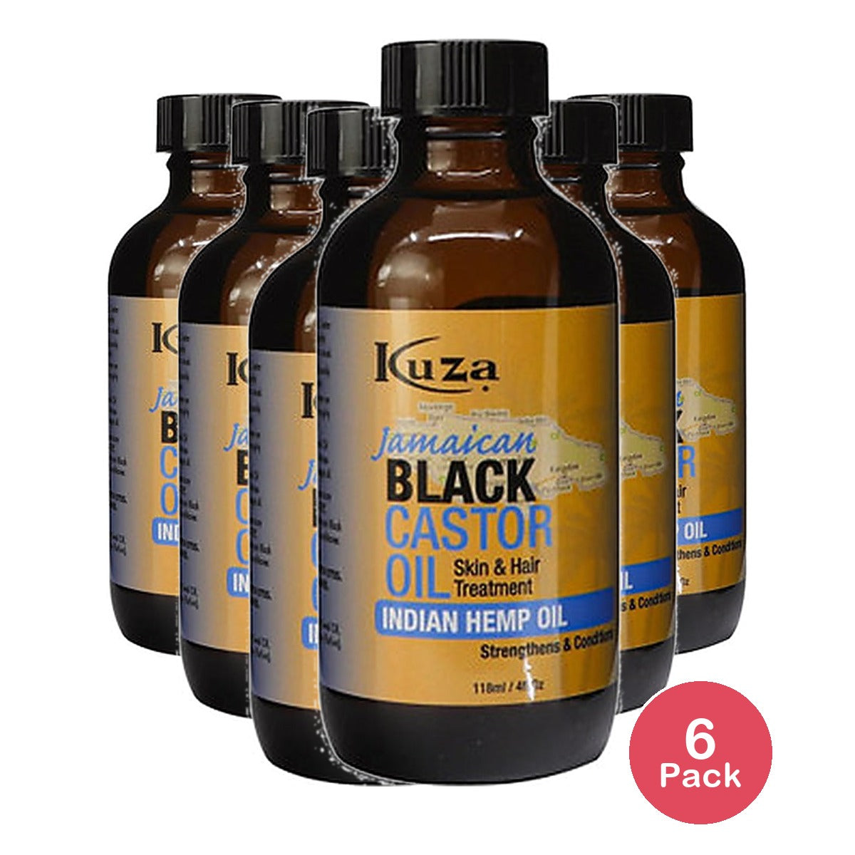 Kuza Jamaican Black Castor Oil Skin & Hair 4 Fl Oz (Pack of 6)