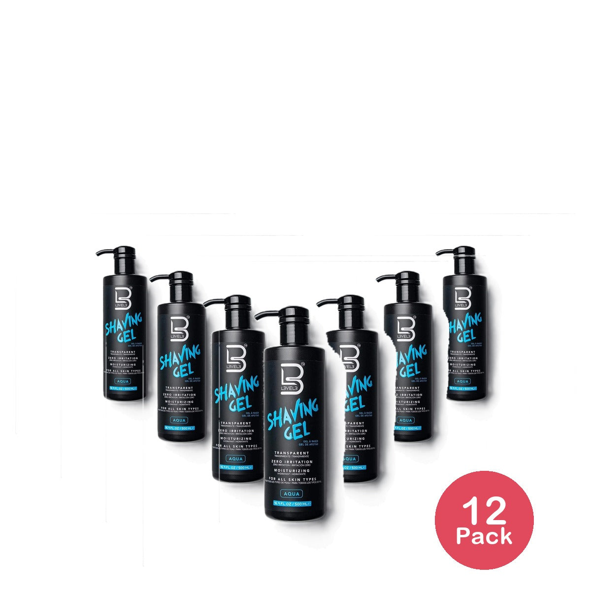L3VEL3 Shaving Gel Aqua 16.9 Oz (Pack of 12)