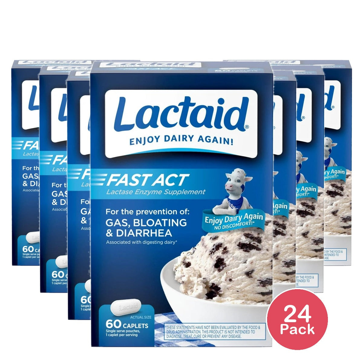 Lactaid Fast Act Lactose Intolerance Caplets - 60pk 2.08 Oz (Pack of 24)
