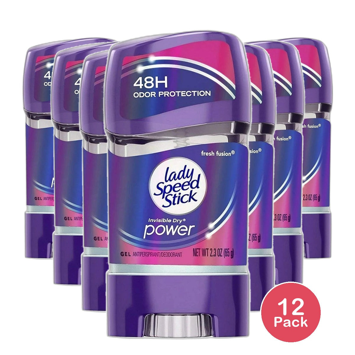 Lady Speed Stick 24X7 Fresh Fusion Gel Deodorant 2.3Oz (Pack of 12)