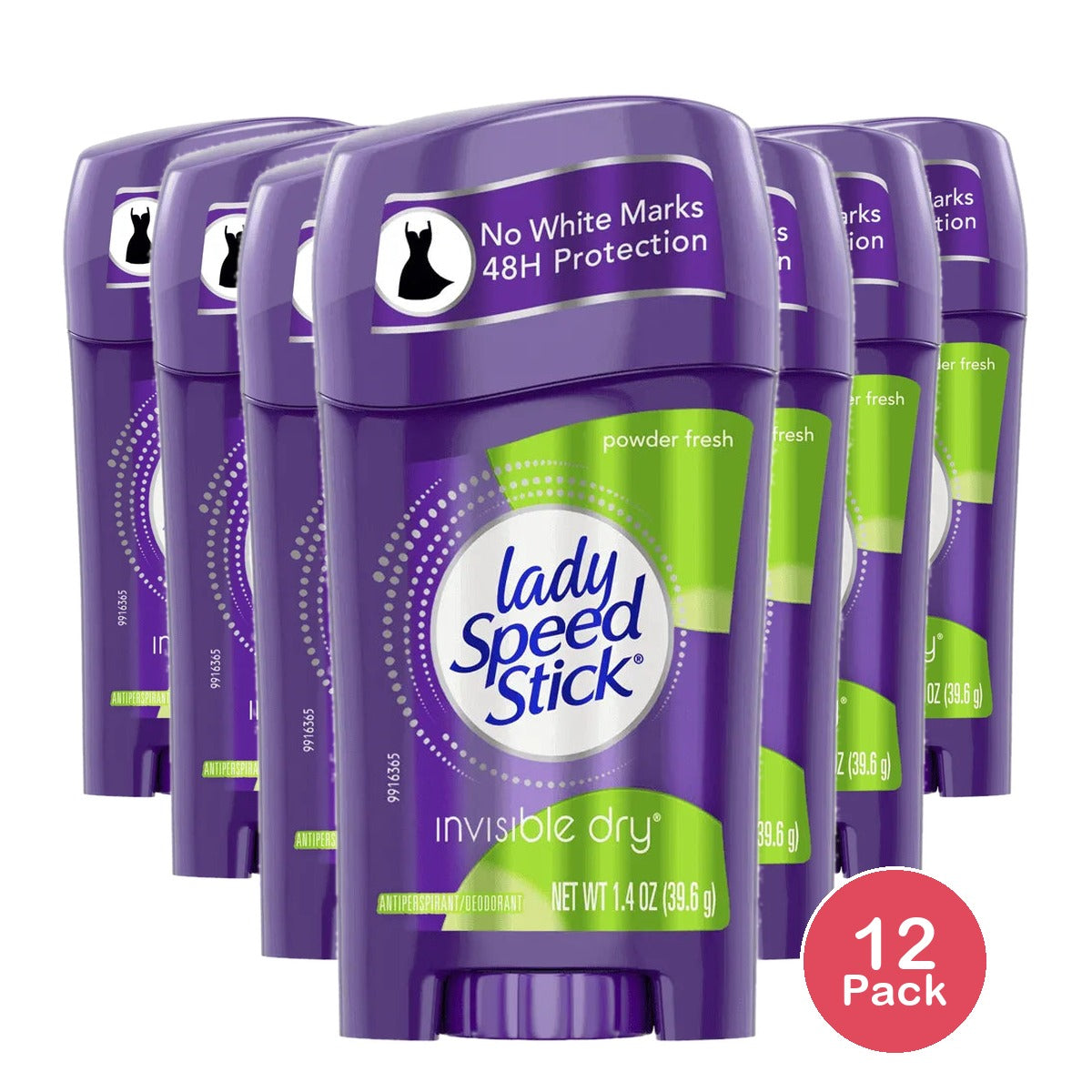 Lady Speed Stick Invisible Dry Antiperspirant And Deodorant Stick Powder Fresh1.4Oz (Pack of 12)