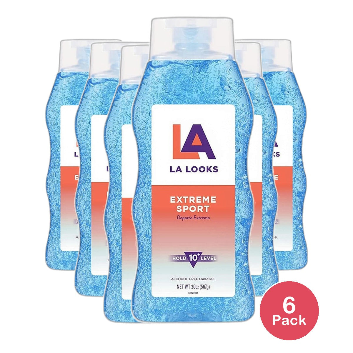 L.A.Looks Sport X-Treme Hold Level 10+ Hold Hair Gel 20Oz (Pack of 6)