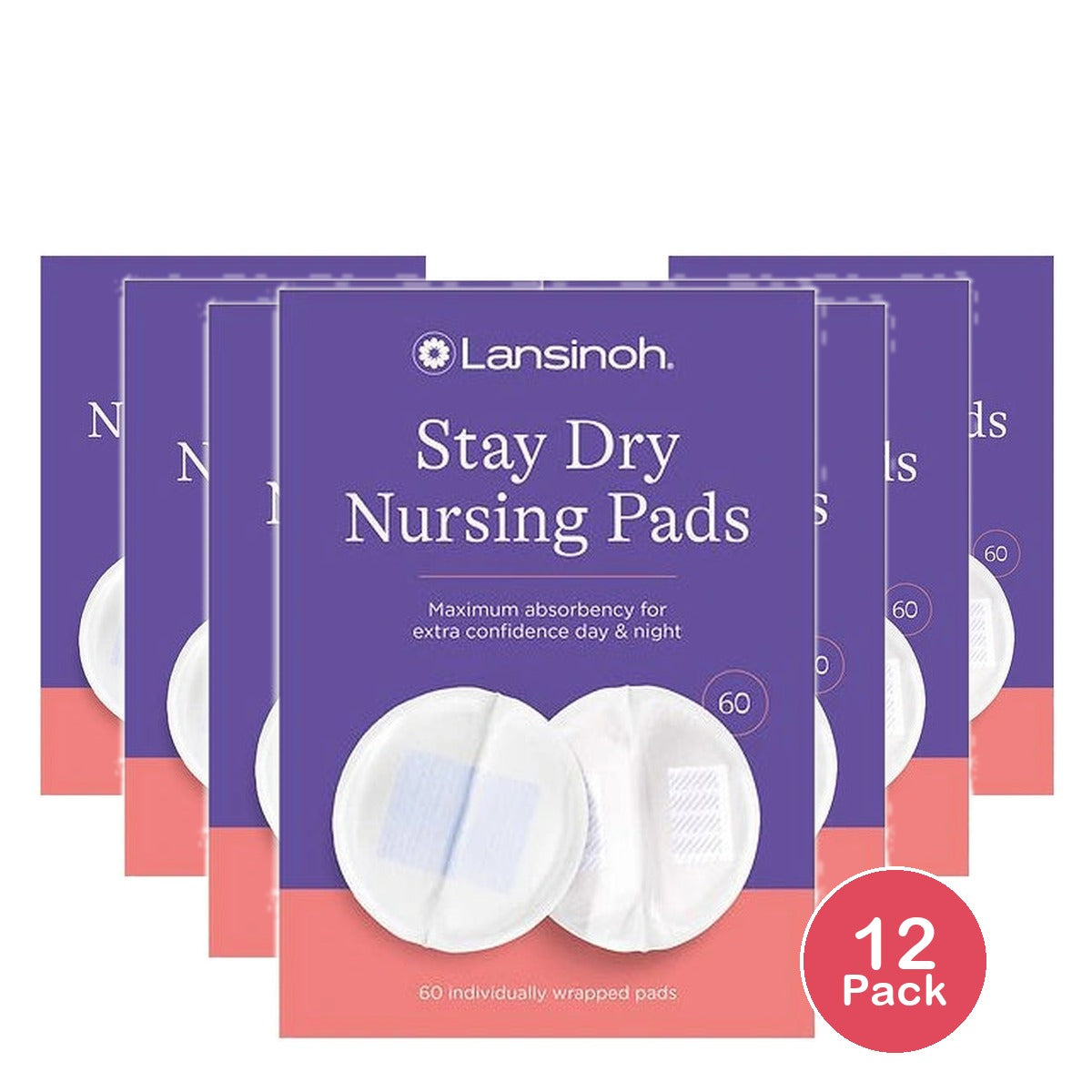 Lansinoh 20265 Disposable Nursing Pads, 60-Count Boxes (Pack of 12)
