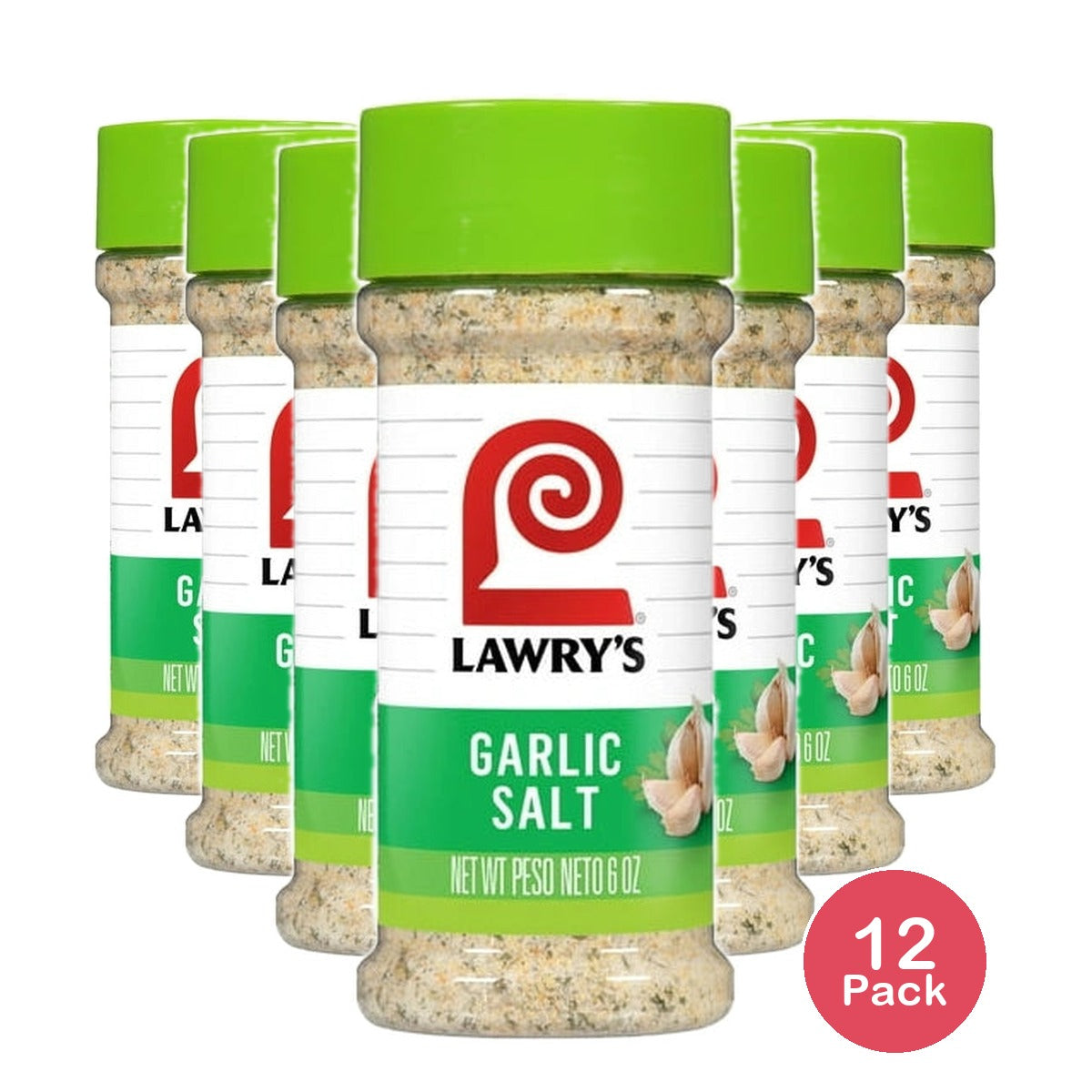 Lawry's Kosher Coarse Ground With Parsley Garlic Salt Bottle 6 OZ(Pack of 12)