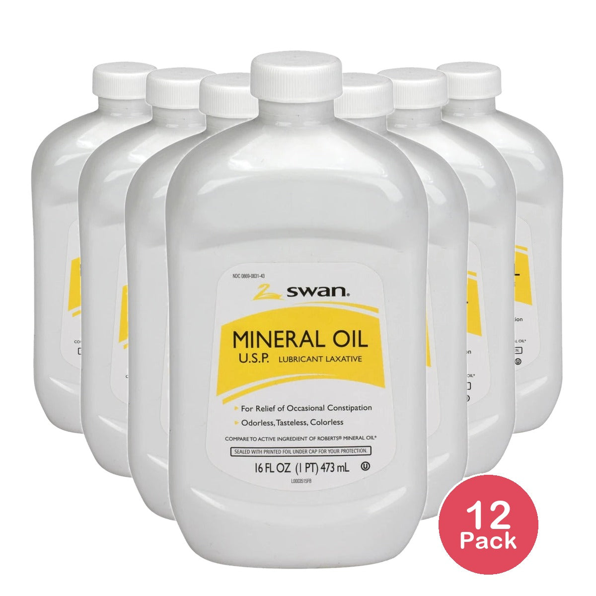 Laxative Unflavored Liquid 16 oz. 99% Strength Mineral Oil (Pack of 12)