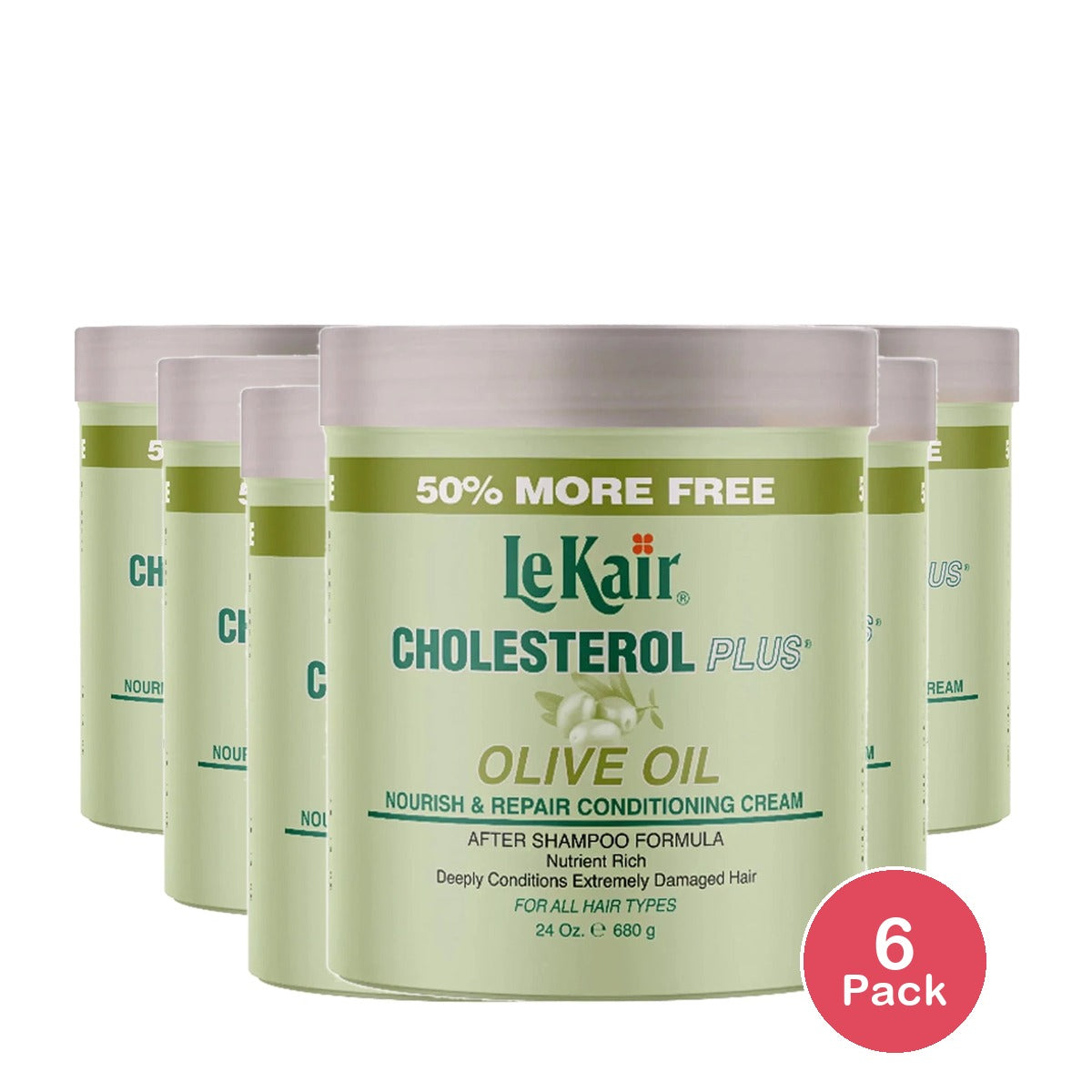 LeKair Cholesterol Plus Olive Oil Nourish And Repair Conditioning Cream 24 Oz 24 Oz (Pack of 6)