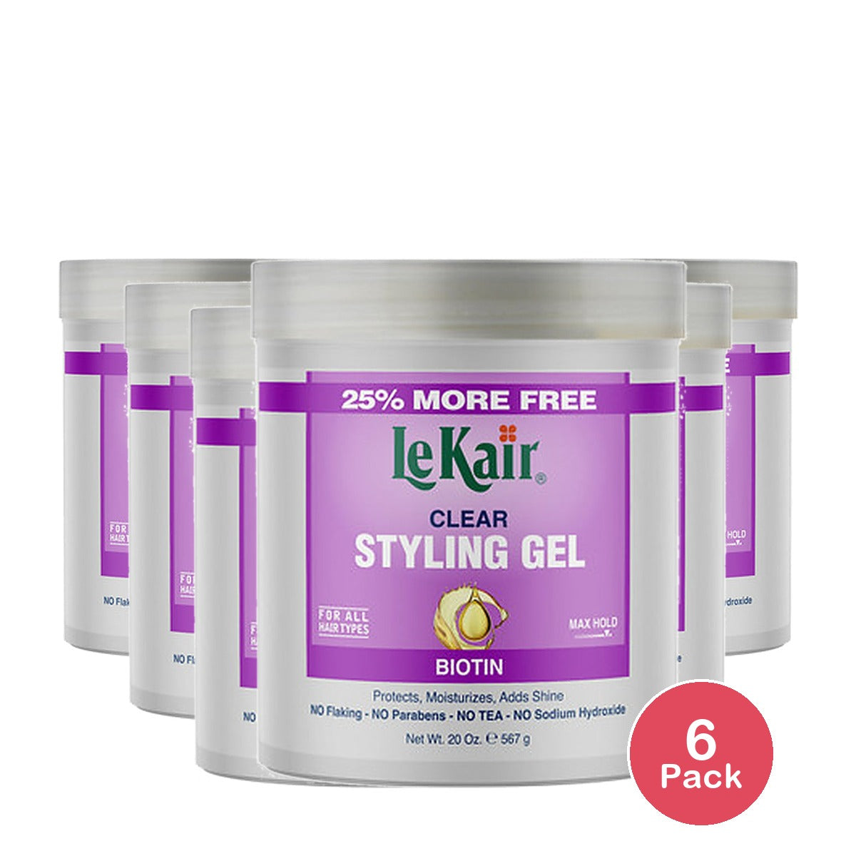 Lekair Style Gel Biotin Clear 20 Oz (Pack of 6)