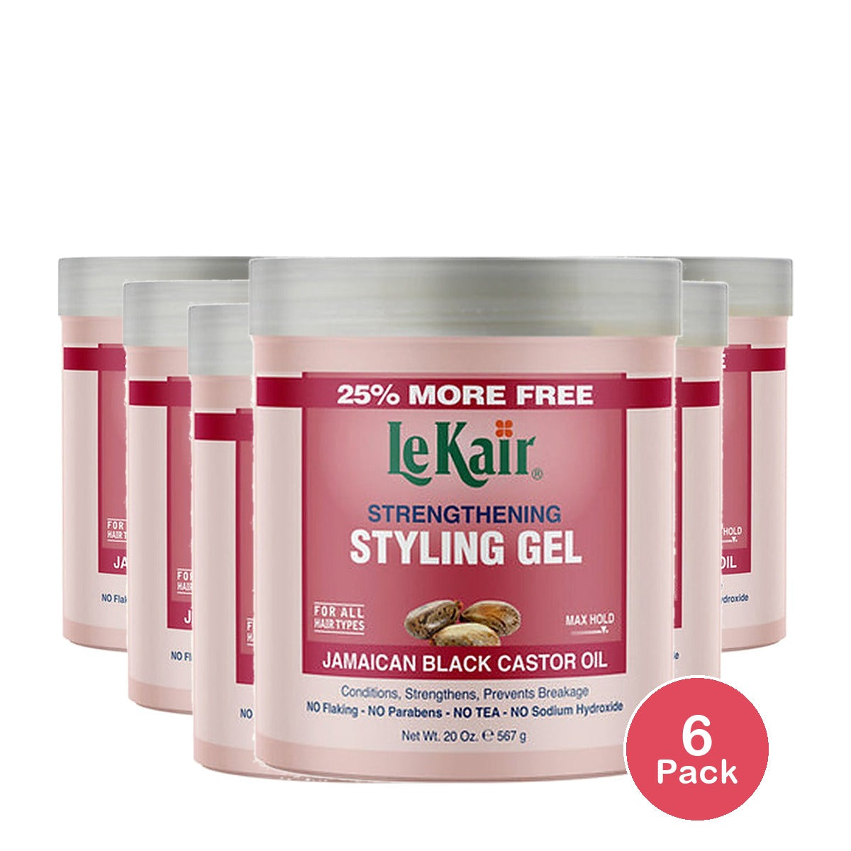 Lekair Style Gel Black Castor 20 Oz (Pack of 6)