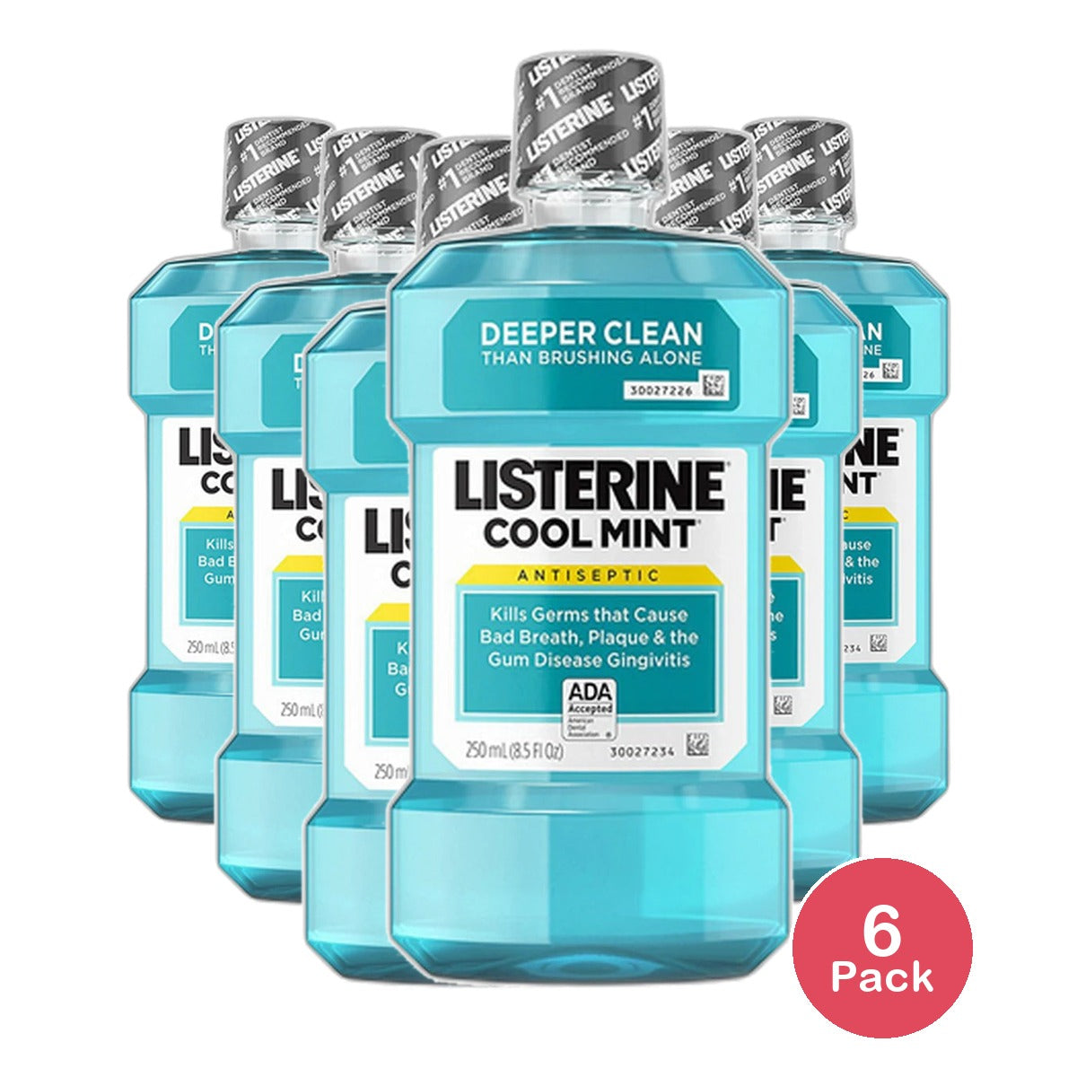 Listerine Antiseptic Mouthwash Cool Mint Deeper Clean 8.5Oz (Pack of 6)