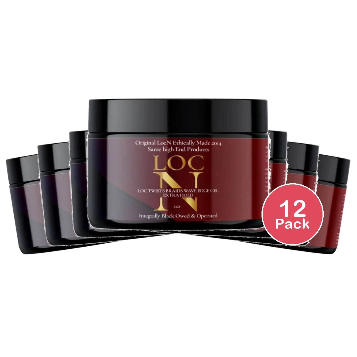 Loc N Twists Braids Wave Edge Gel - Extra Hold Hair Gel 8 oz Frizz Control (Pack of 12)