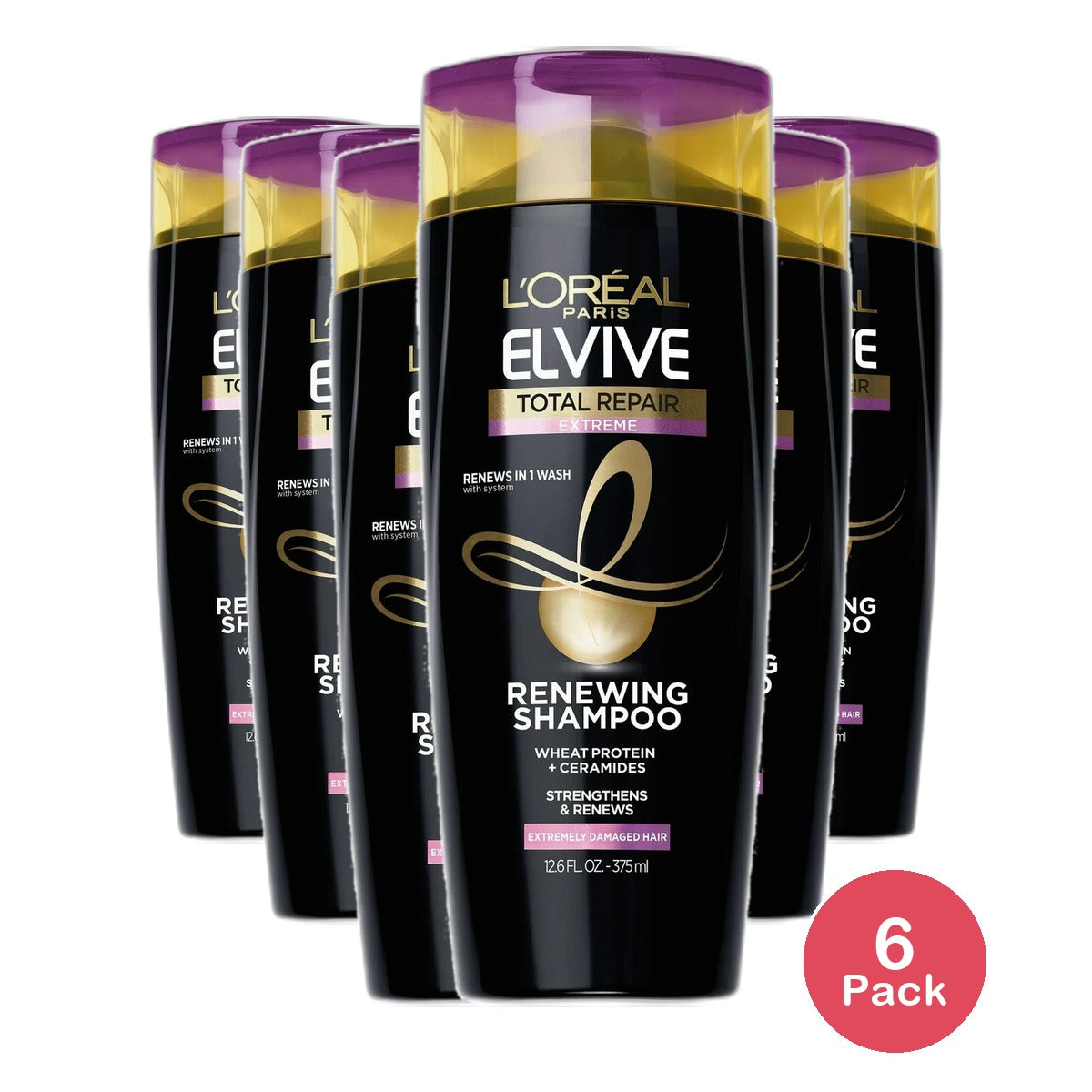 Loreal Paris Elvive Total Repair Extreme Renewing Hair Shampoo 12.6Oz (Pack of 6)