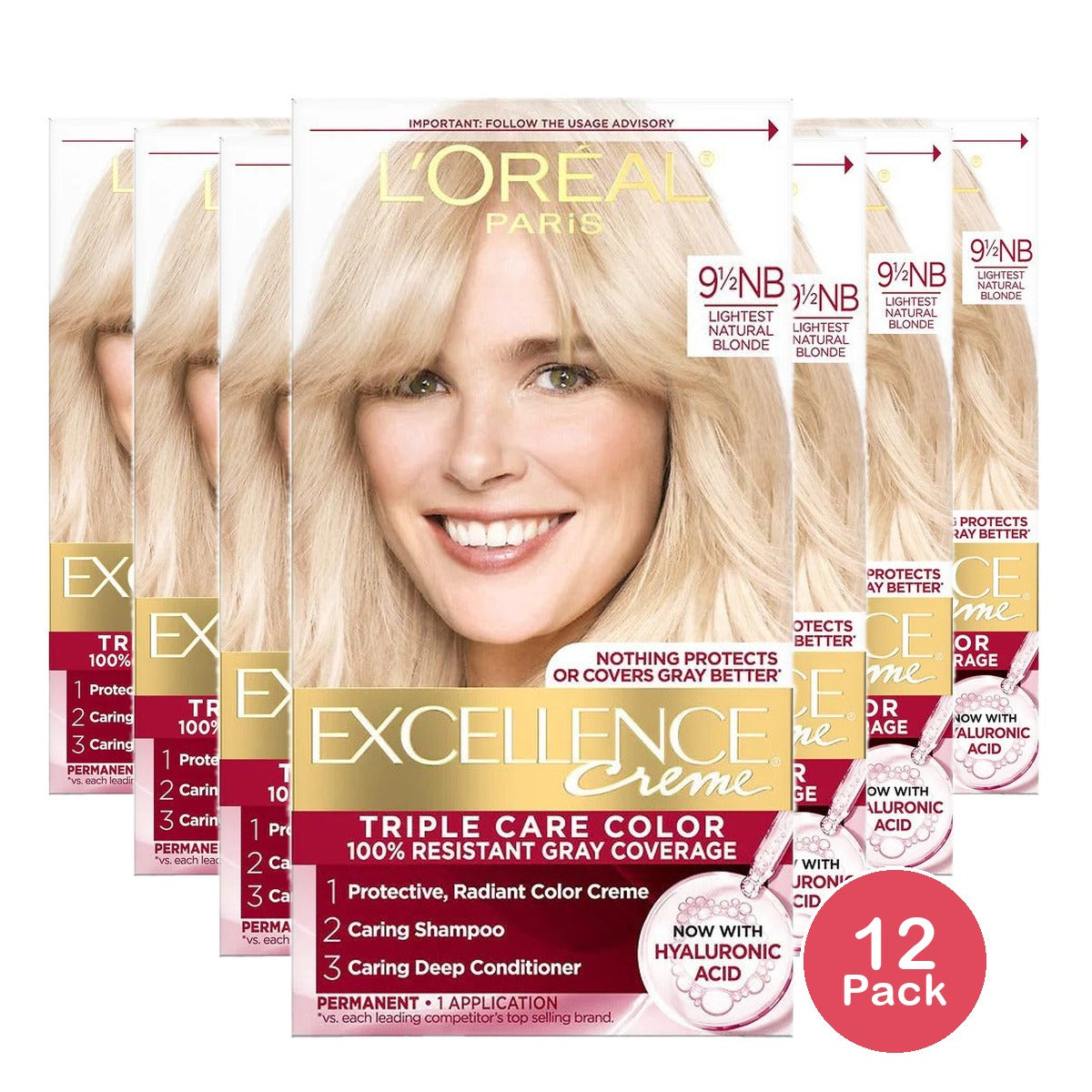 L'Oreal Paris Excellence Creme 9.5NB 1 Kit (Pack of 12)