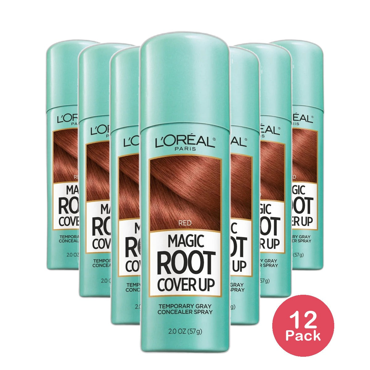 Loreal Paris Hair Color Root Cover Up Dye Kit Temporary Gray Concealer Spray Red 2Oz (Pack of 12)