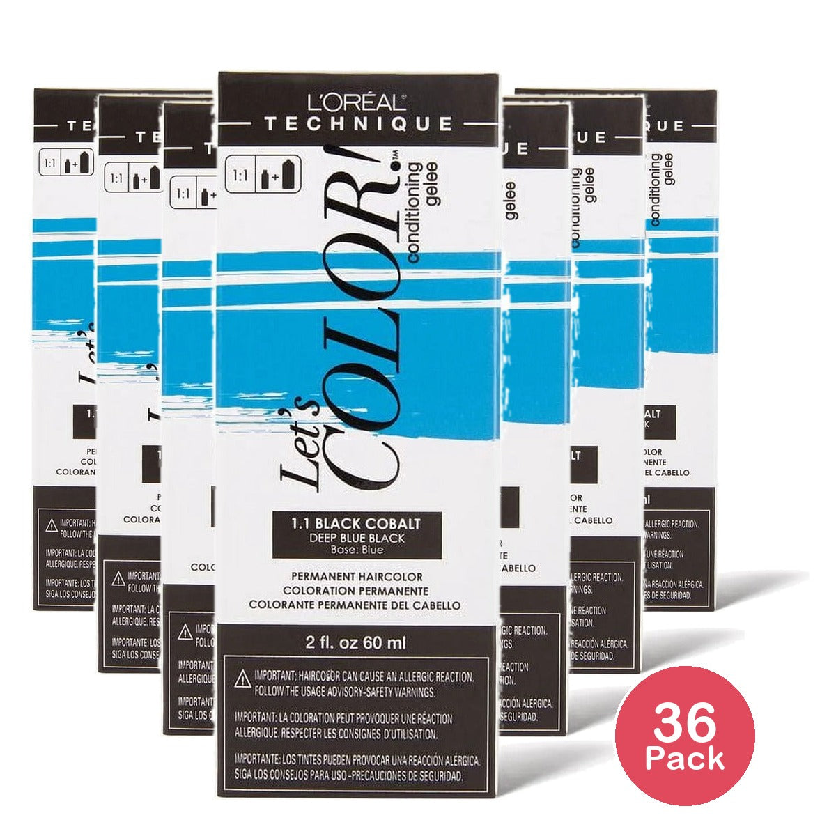 L'Oreal Paris Let's Color 1.1 Black Cobalt 2 Oz (Pack of 36)