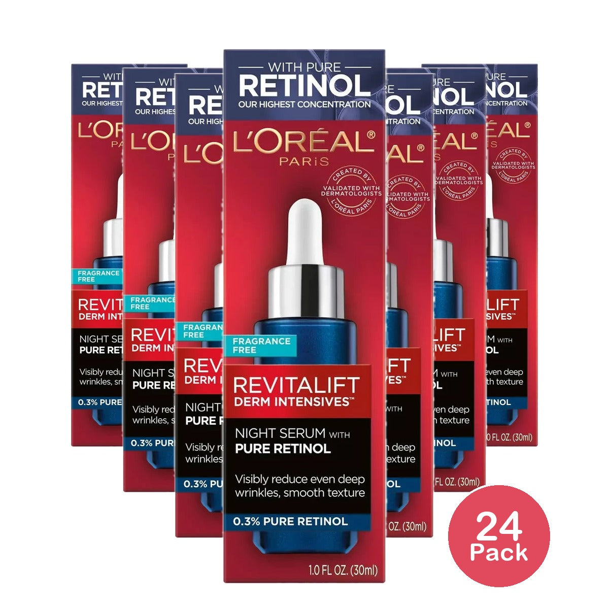 L'Oreal Paris Revitalift Derm Intensives Retinol Night Serum - 1 fl Oz (Pack of 24)