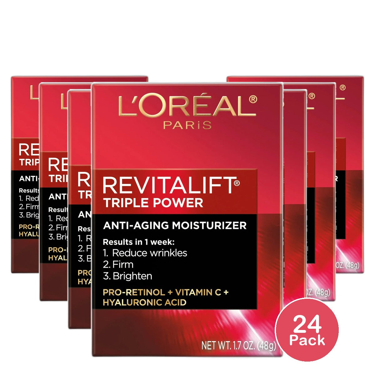 LOreal Paris Revitalift Triple Power Anti Aging Moisturizer 1.7Oz (Pack of 24)
