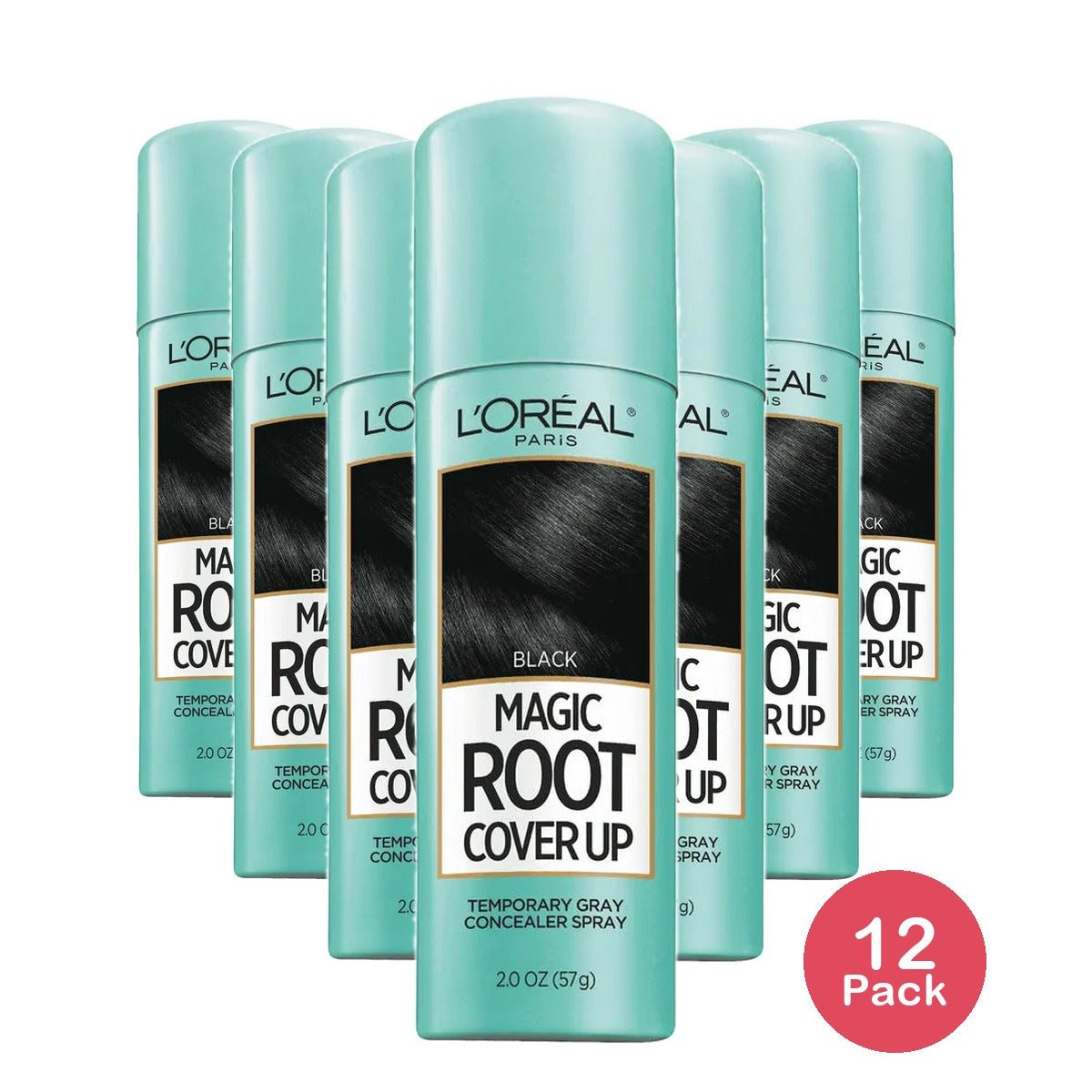 Loreal Paris Root Cover Up Dye Temporary Gray Concealer Spray Black 2Oz (Pack of 12)