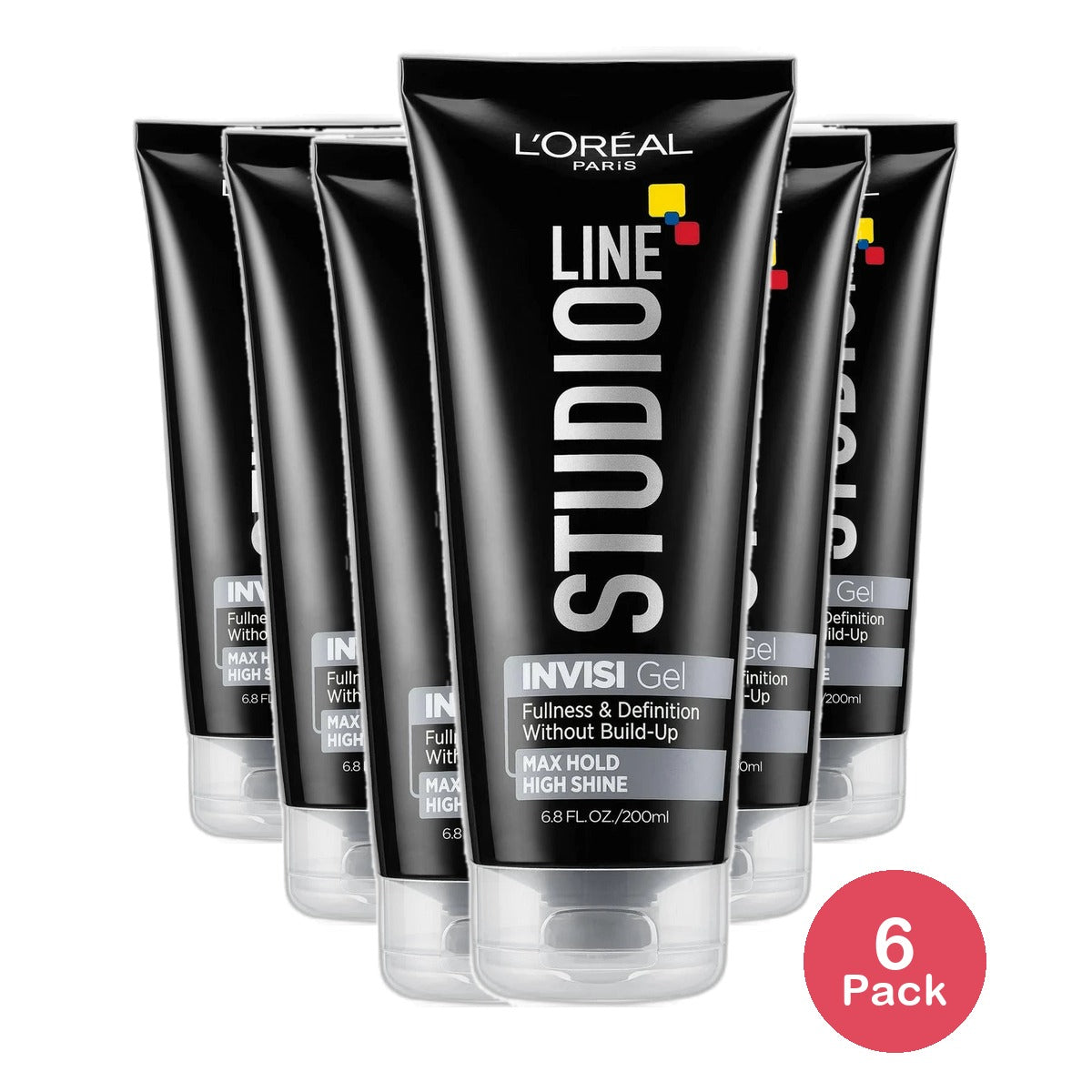 L'Oreal Paris Studio Line Invisi Gel Max Hold High Shine Hair Styling Gel 6.8Oz (Pack of 6)